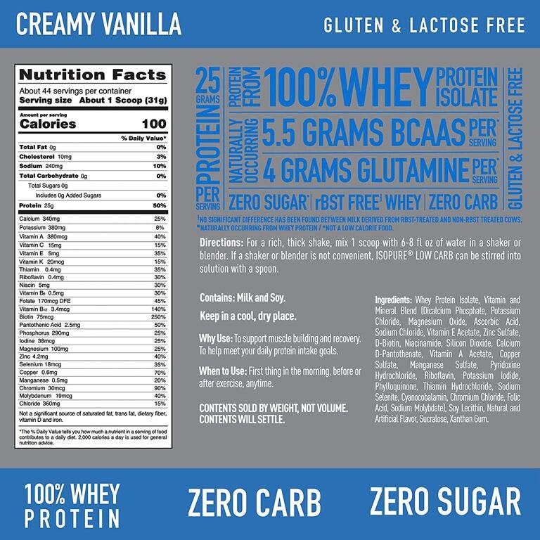 IsoPure Whey Protein Label