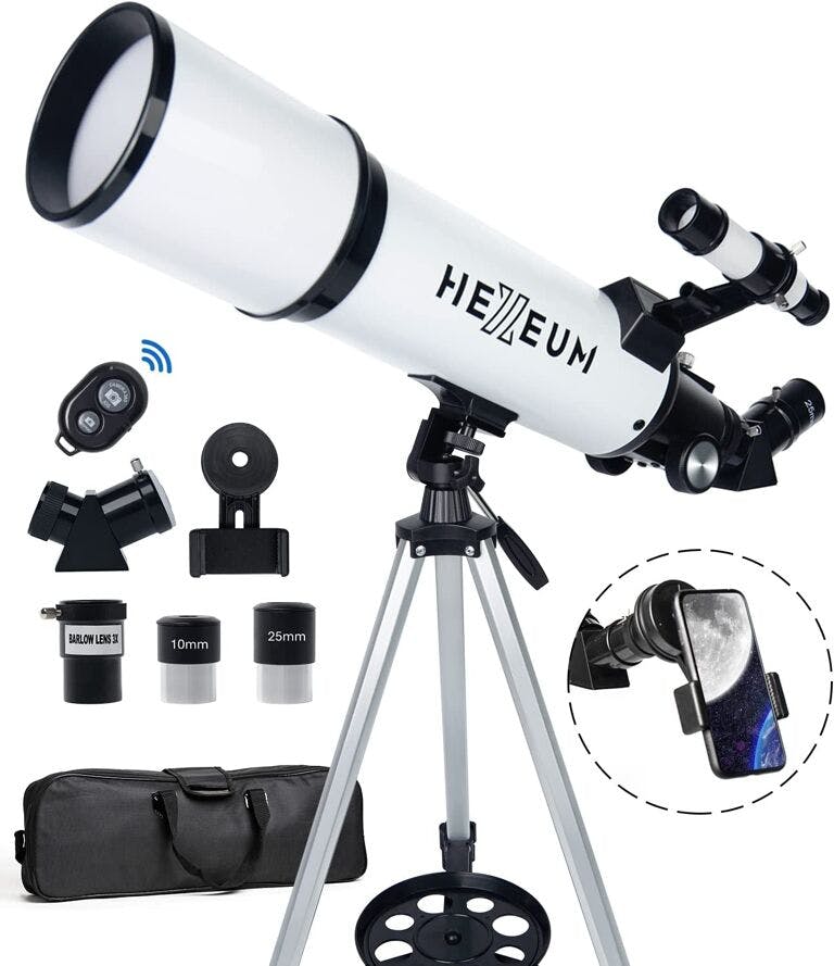 HEXEUM Telescope 80mm Aperture 600mm - Astronomical Portable Refracting Telescope