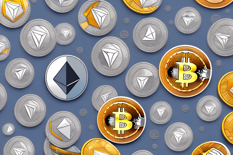 A variety of cryptocurrencies represented as physical coins