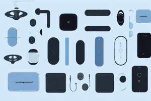 A collection of sleek and modern tech gadgets such as a smartwatch A collection of sleek and modern tech gadgets such as a smartwatch