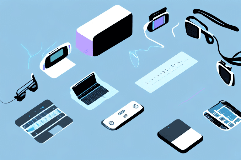 Various futuristic wearable tech items such as smart glasses Various futuristic wearable tech items such as smart glasses