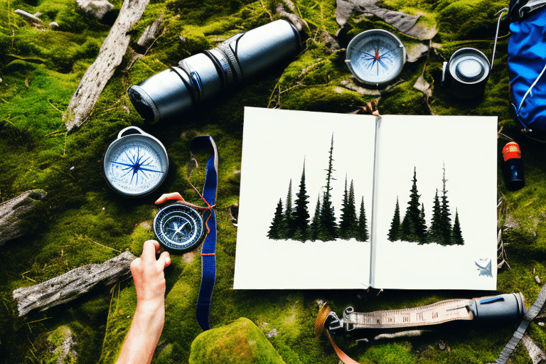 A serene forest trail leading up to a mountain A serene forest trail leading up to a mountain