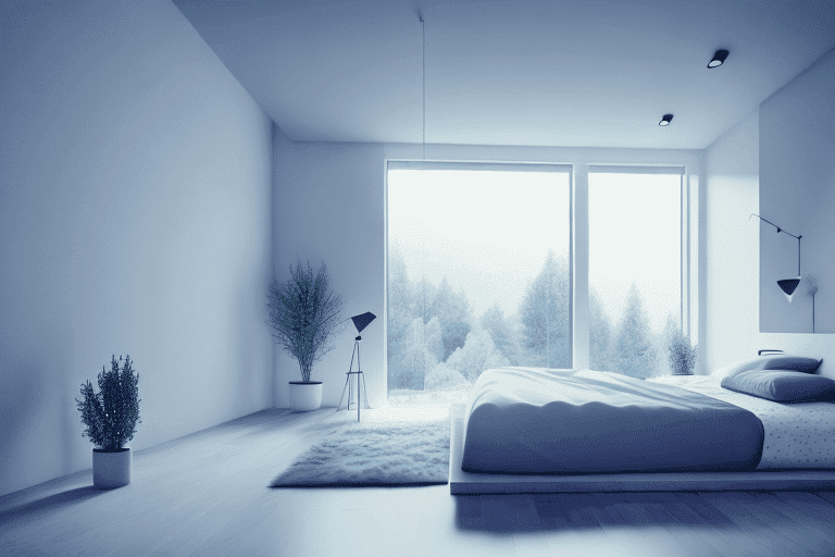 A serene bedroom environment with elements like a comfortable bed A serene bedroom environment with elements like a comfortable bed