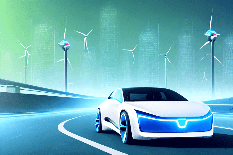 A futuristic electric vehicle with sleek A futuristic electric vehicle with sleek