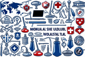 Various symbolic items associated with modern male roles such as a stethoscope (representing healthcare)